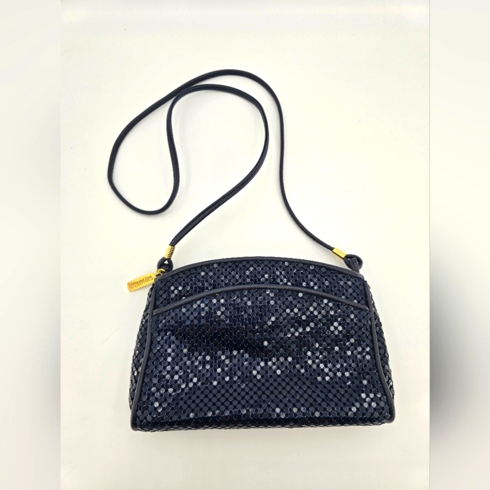 Whiting & Davis Shimmering Black Crossbody Bag